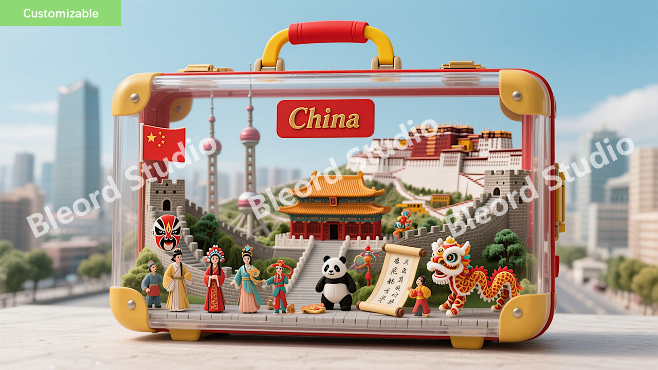 20 pieces of computer and cell phone wallpapers with suitcase decorations in miniature scenes of various countries+ 1 custom service gifted