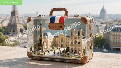 20 pieces of computer and cell phone wallpapers with suitcase decorations in miniature scenes of various countries+ 1 custom service gifted